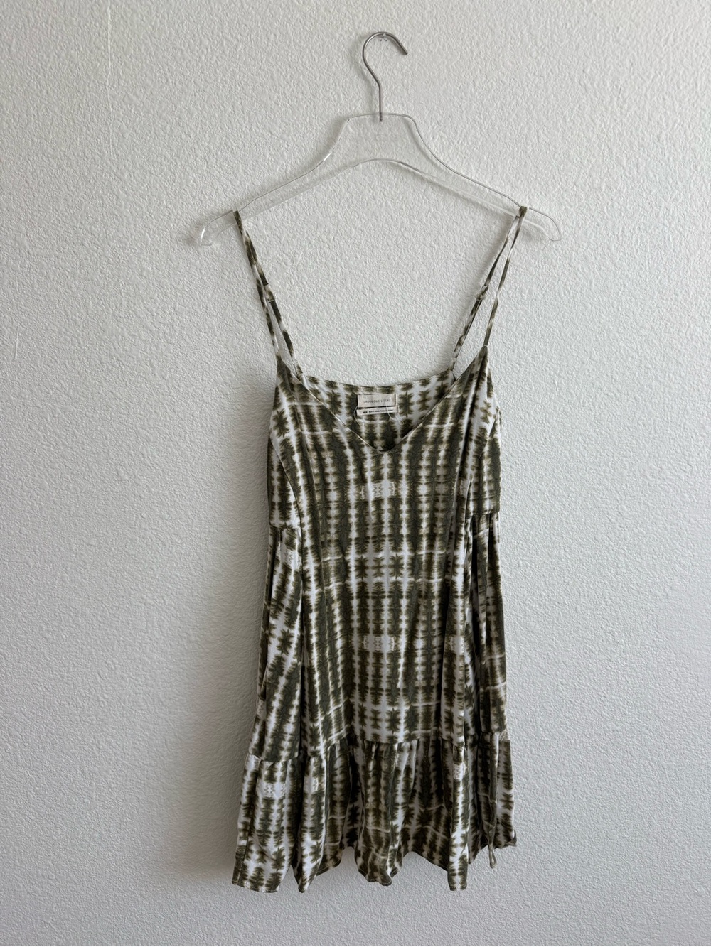 Urban Outfitters Olive and White Tie-Dye Mini Sundress